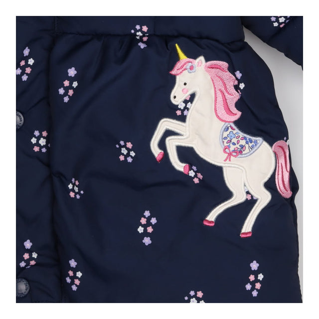 Puffer Coat Navy with Unicorns