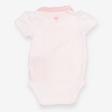 Bodysuit Short Sleeve White with Pink Collar 