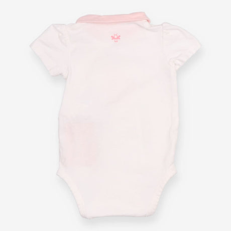 Bodysuit Short Sleeve White with Pink Collar 