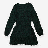 Tiered Dress Crew Neck Green with Black Floral pri