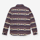 Orange Navy Aztec Full Snap Popper Fleece Jacket