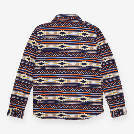 Orange Navy Aztec Full Snap Popper Fleece Jacket