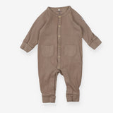 Sleepsuit Ribbed Brown with Pockets