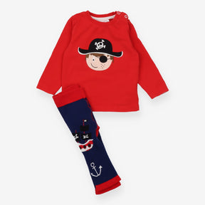 T-Shirt and Leggings Red and Blue Pirate
