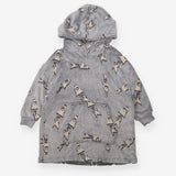 Grey fleece snuggle hoodie stars and rockets