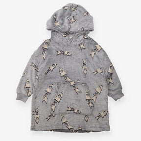 Grey fleece snuggle hoodie stars and rockets
