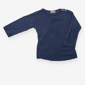T-Shirt Long Sleeved Blue with Pocket