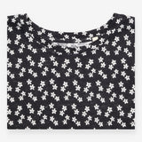 Boden Black White Ditsy Floral Short Sleeve Crew N