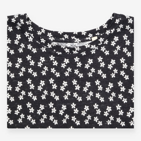 Boden Black White Ditsy Floral Short Sleeve Crew N