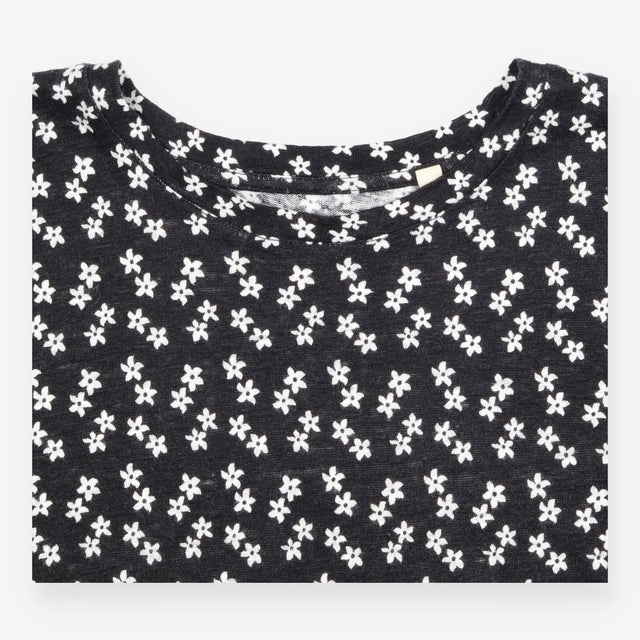 Boden Black White Ditsy Floral Short Sleeve Crew N