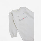 Romper Knit White Mouse Face