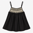 Black and Cream Embroidered Camisole Top