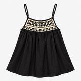 Black and Cream Embroidered Camisole Top