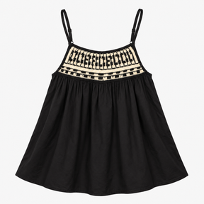 Black and Cream Embroidered Camisole Top