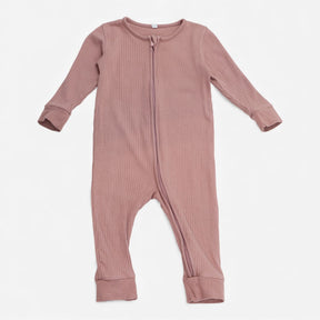 Pink ribbed sleepsuit