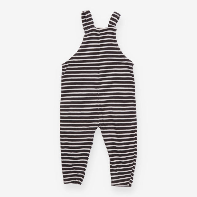 Black Striped Jersey Dungaree Striped Pocket