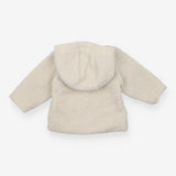 Cream hooded textured jacket floral lining