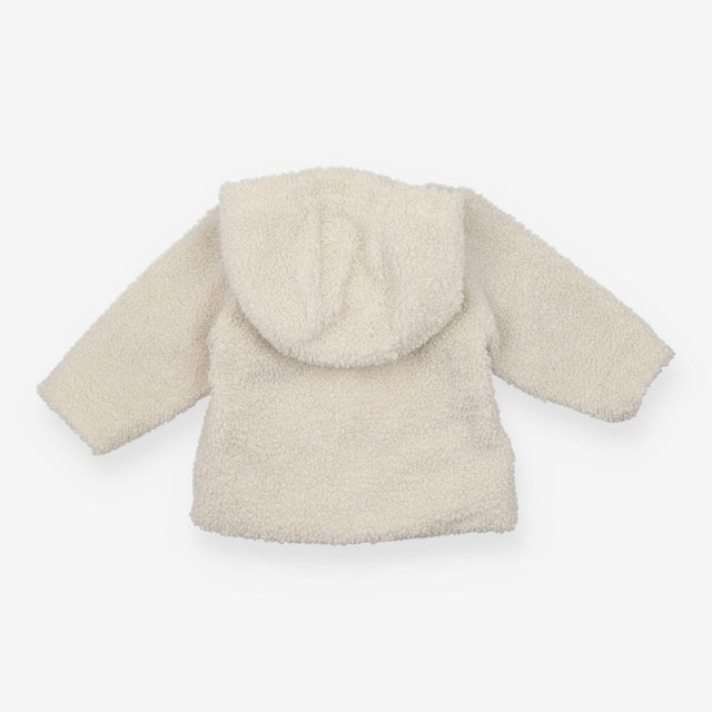 Cream hooded textured jacket floral lining