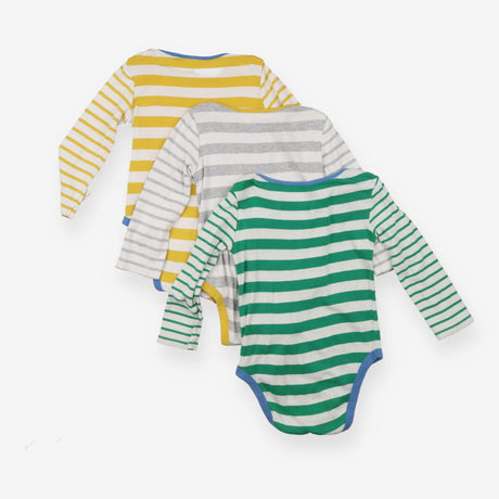 Bodysuits 3pc LS stripes green grey yellow
