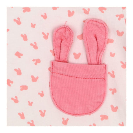 Romper white pink rabbits jersey shortie