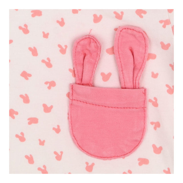 Romper white pink rabbits jersey shortie