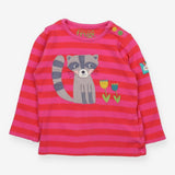 Pink striped LS racoon top