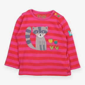 Pink striped LS racoon top