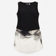 Tunic Black White Abstract Print Sleeveless Round 