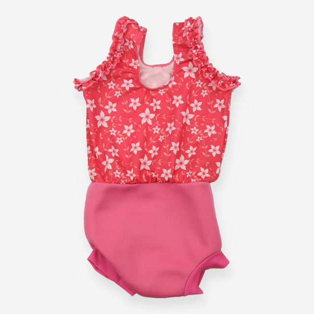 Pink floral happy nappy swimsuit
