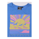 Blue Ribbed Sunset Long Sleeve