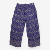 Wide Leg Trousers Blue Boho Print Tie Waist