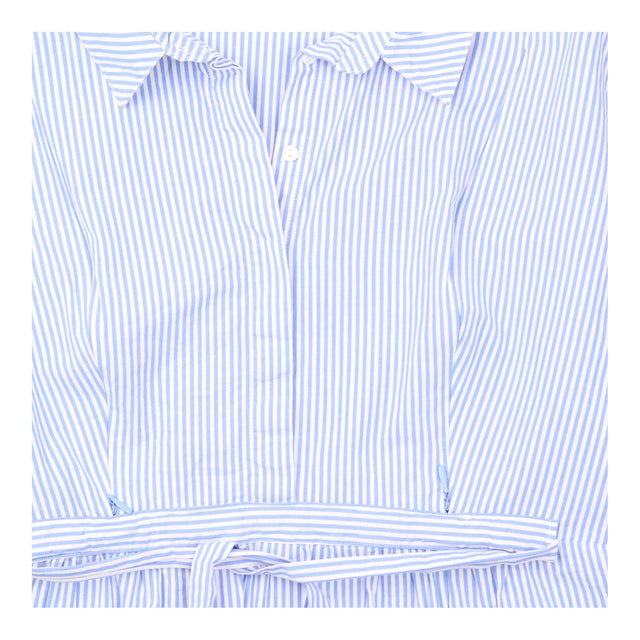 Maternity Shirt Blue White Pinstripe Tie Side Nurs