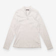 Ribbed Top in Grey with Covered Button Neckline
