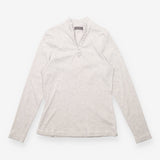 Ribbed Top in Grey with Covered Button Neckline