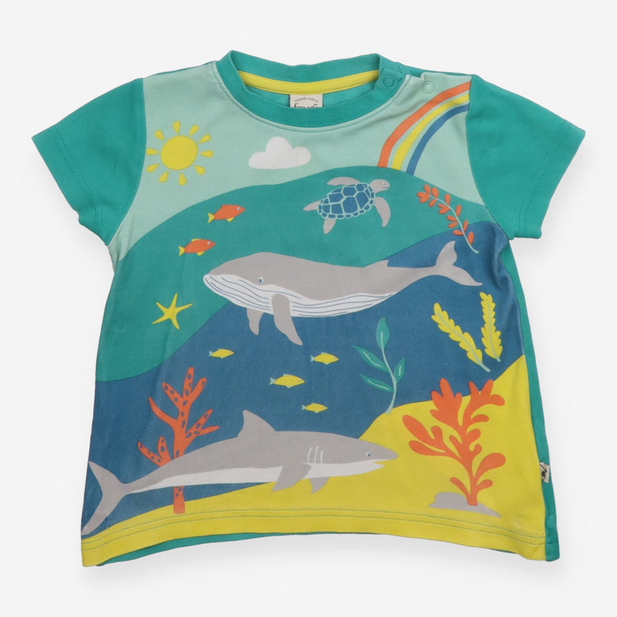 T-shirt green whale shark and turtle