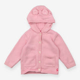 Knit cardigan pink hood