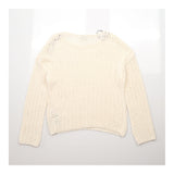 Jumper Cream Open Knit Slouchy Lightweight Cotton 