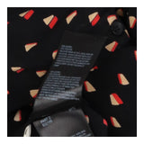 Black triangle geo print sheer shirt dress