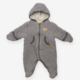 Pramsuit grey white spot teddy