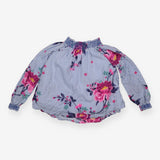 Blue Striped Floral Long Sleeve 