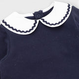 Dress jersey navy blue with white peter pan coll