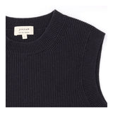 Sweater Vest Dark Grey Ribbed Cotton Wool Knit