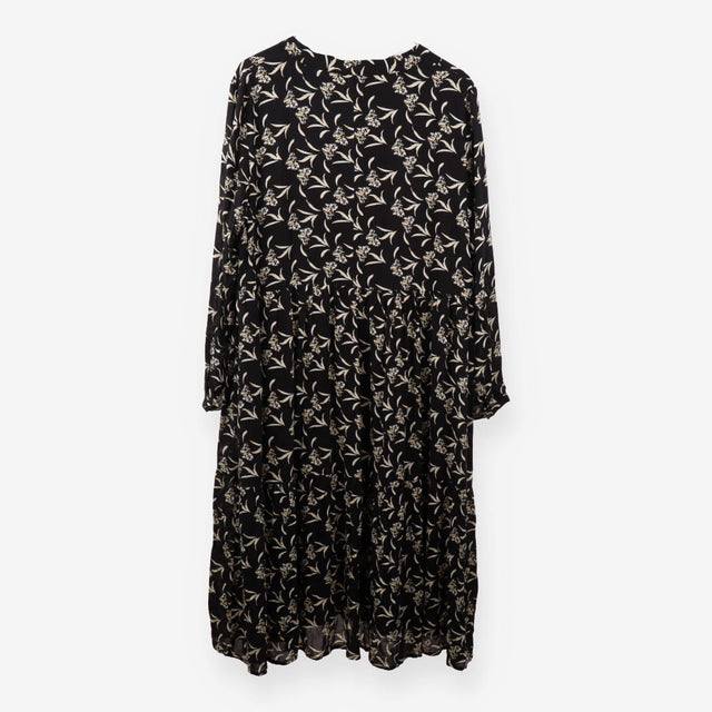 Black floral Button front Midi dress