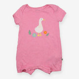Romper Shortie Pink White Duck Applique