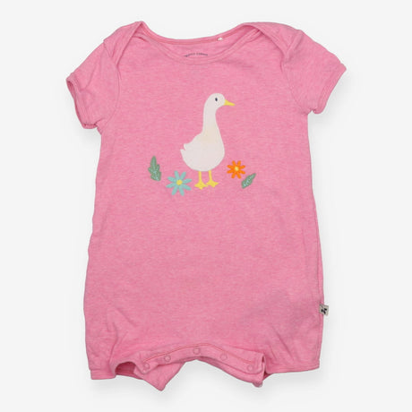Romper Shortie Pink White Duck Applique