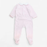 Sleepsuit velour pink collared bunnies