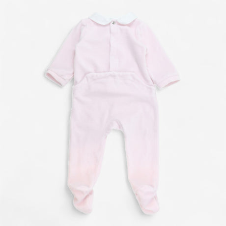 Sleepsuit velour pink collared bunnies