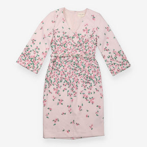 Midi Dress Blush Pink Floral Belted Petite