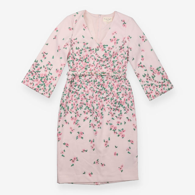 Midi Dress Blush Pink Floral Belted Petite