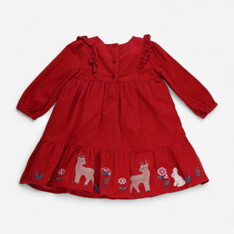 Dress Red Cord with Bunny and Deer Appliques